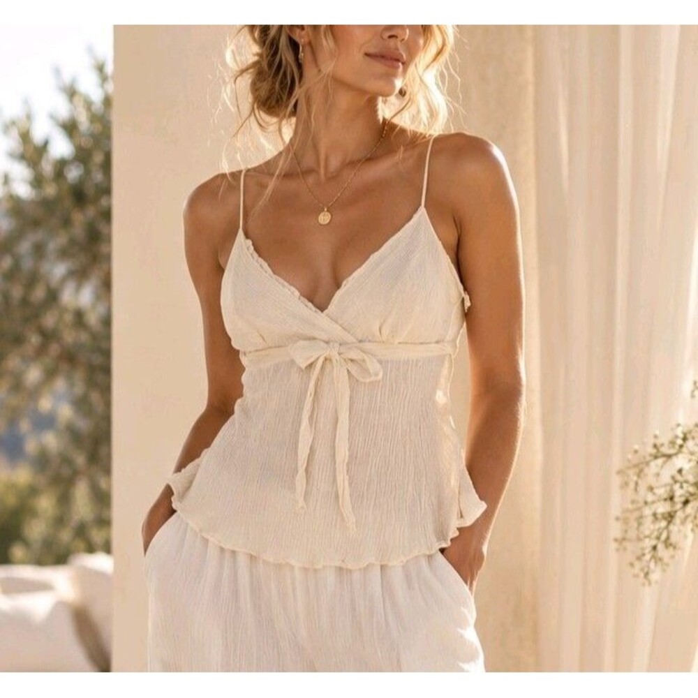 Vtg GAP Ivory Babydoll Camisole Sz 8 Y2K Cotton Silk Bridal Romantic Feminine